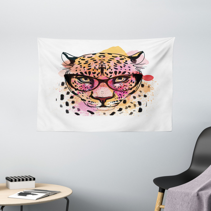 Modern Hipster Leopard Wide Tapestry