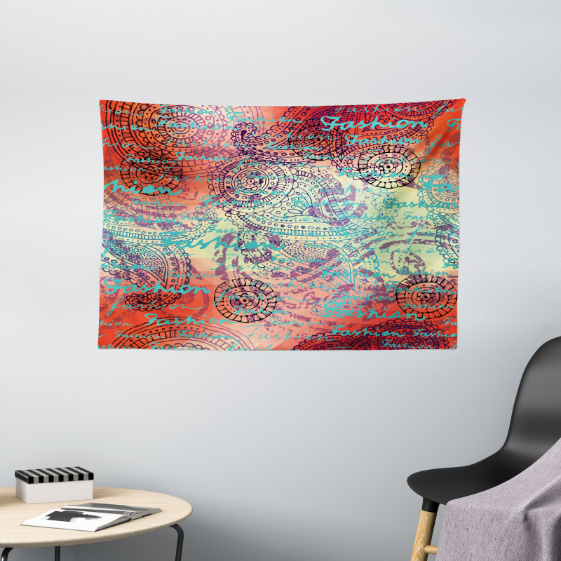 Grunge Paisley Wide Tapestry