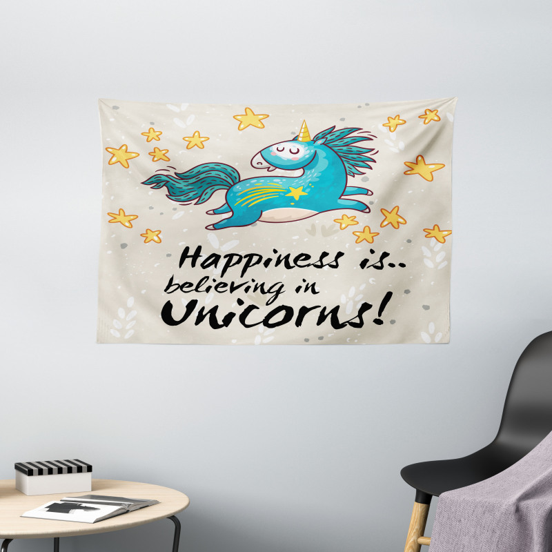 Words Happiness Kids Wide Tapestry