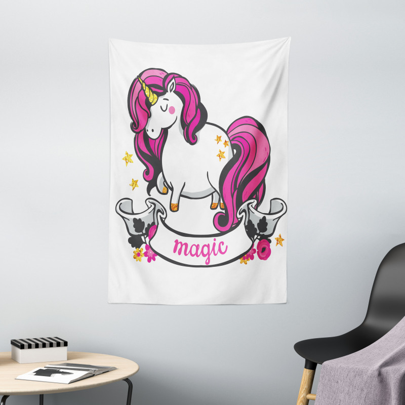 Unicorn with Pink Hair Tapestry