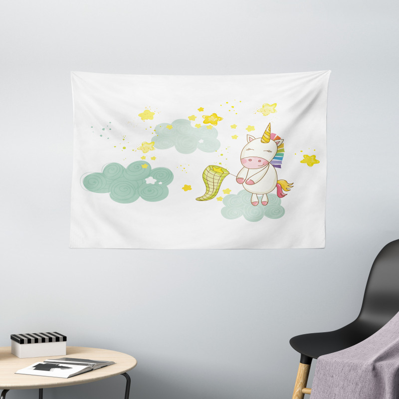 Unicorn Fairies Print Wide Tapestry