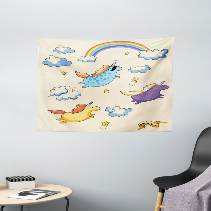 Pastel Flying Pony Art Wide Tapestry