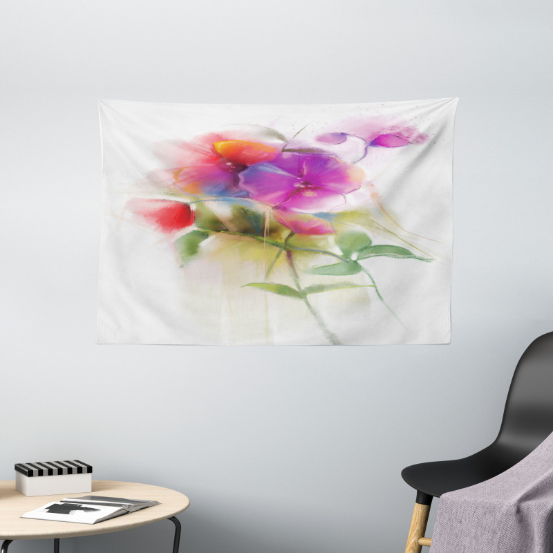 Blooming Orchid Pastel Wide Tapestry