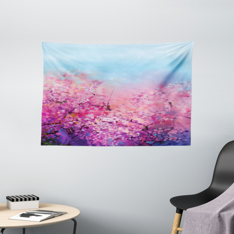 Cherry Spring Theme Wide Tapestry