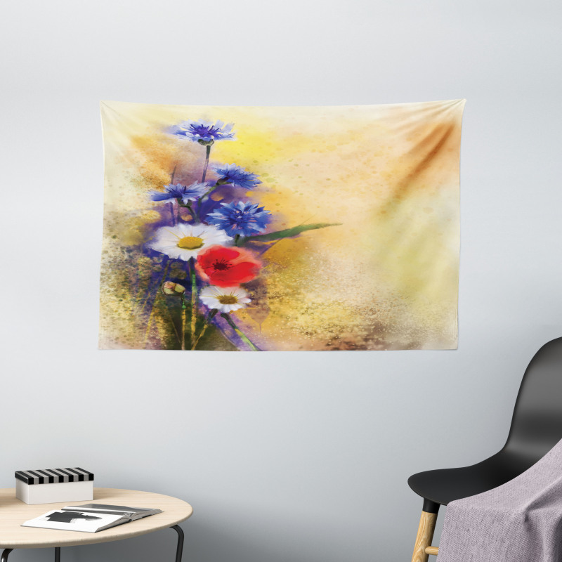 Poppy Chamomile Spring Wide Tapestry