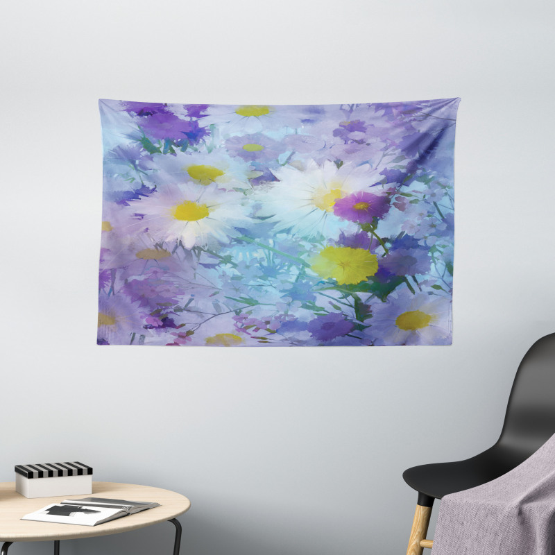 Vintage Flower Pastel Wide Tapestry