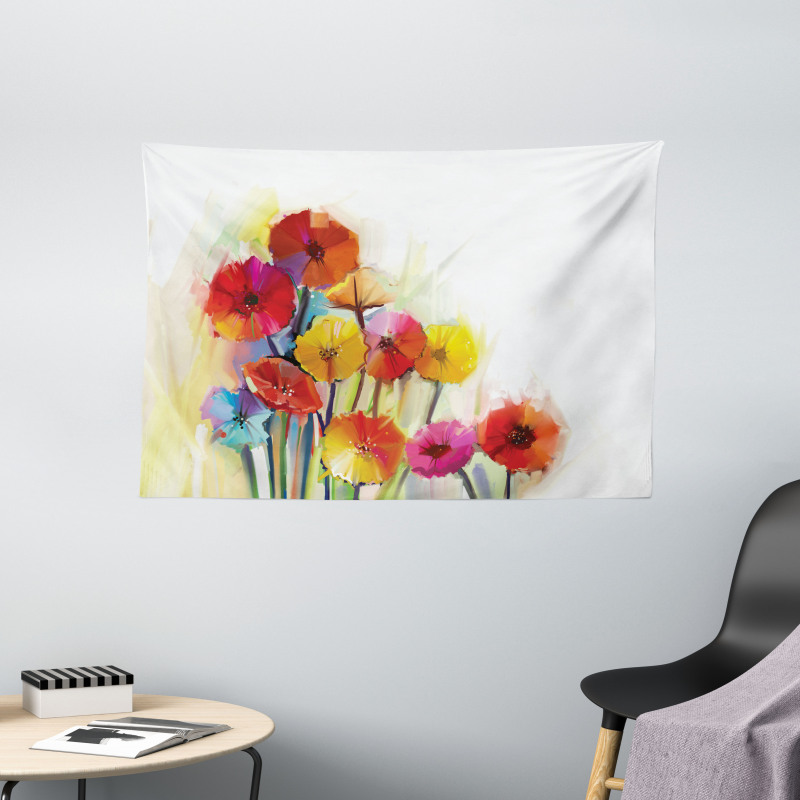 Gerbera Flower Romance Wide Tapestry