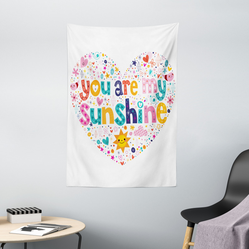 Words with Heart Shapes Tapestry