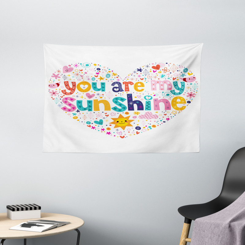 Words with Heart Shapes Wide Tapestry