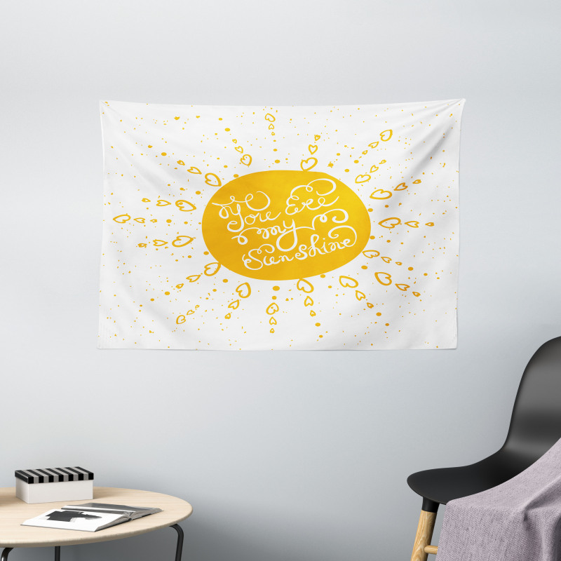 Heart Shaped Sunbeams Wide Tapestry