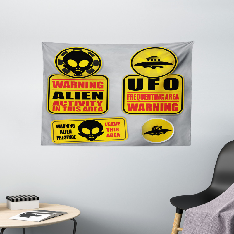 Warning Alien Danger Wide Tapestry