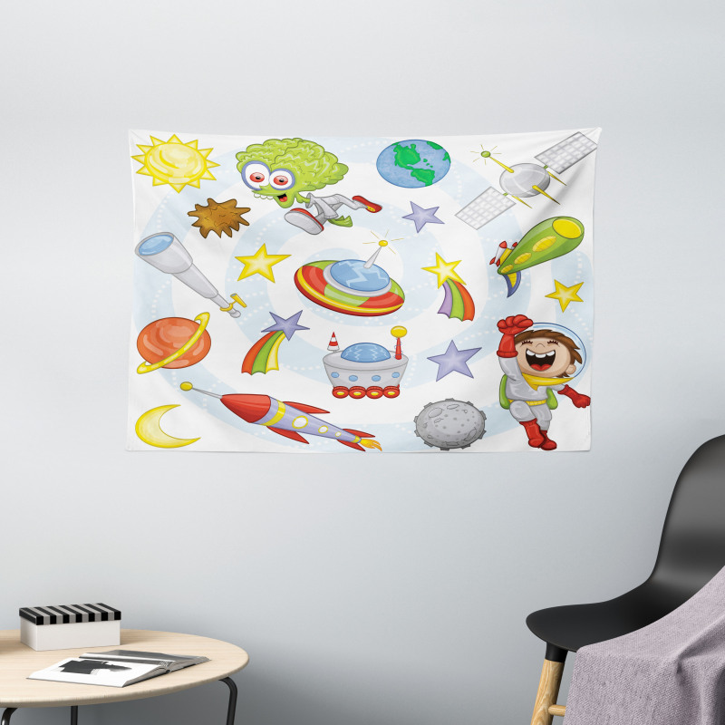 Kids Outer Space Earth Wide Tapestry