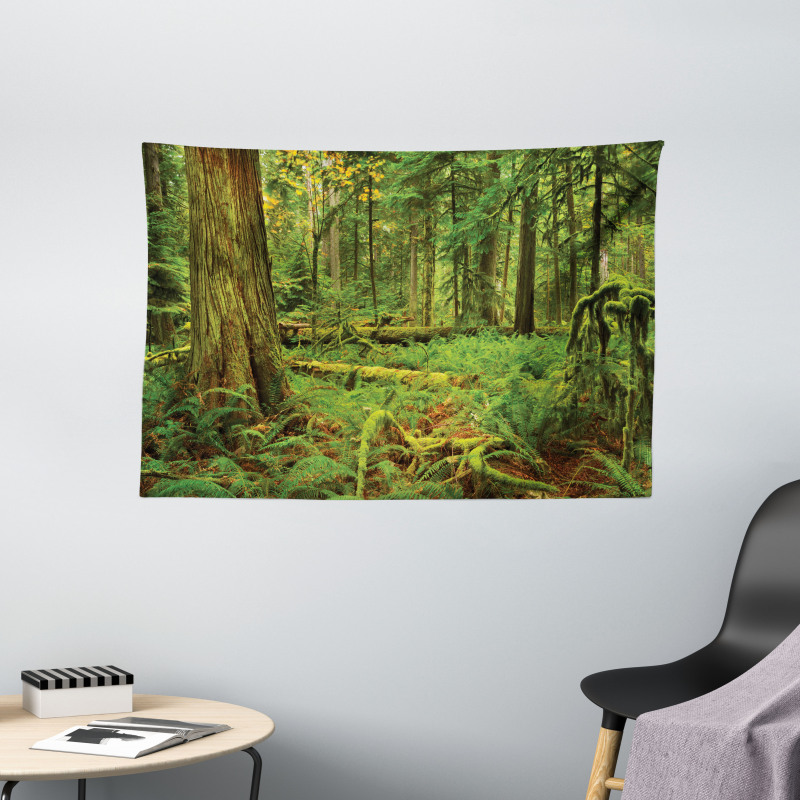 Woodland Bushes Moss Wide Tapestry