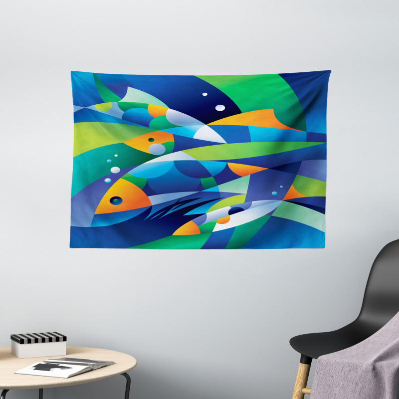 Fishes Underwater Wide Tapestry