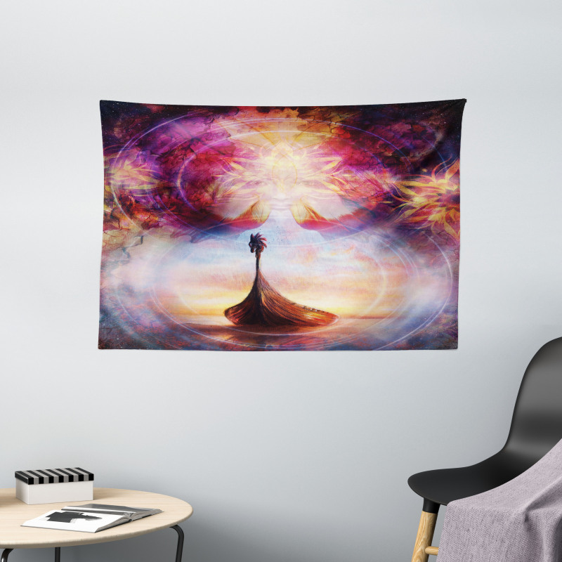 Dragon Head Boat Violet Wide Tapestry