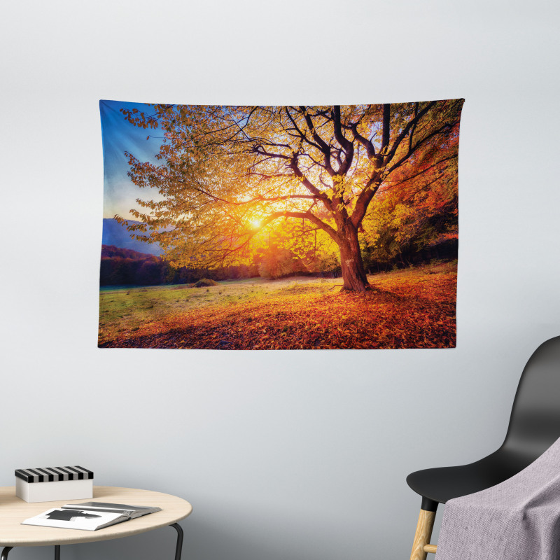 Autumn Fall Tree Leaves Wide Tapestry