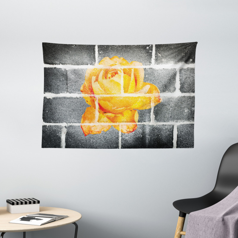 Warm Rose Brick Wall Wide Tapestry