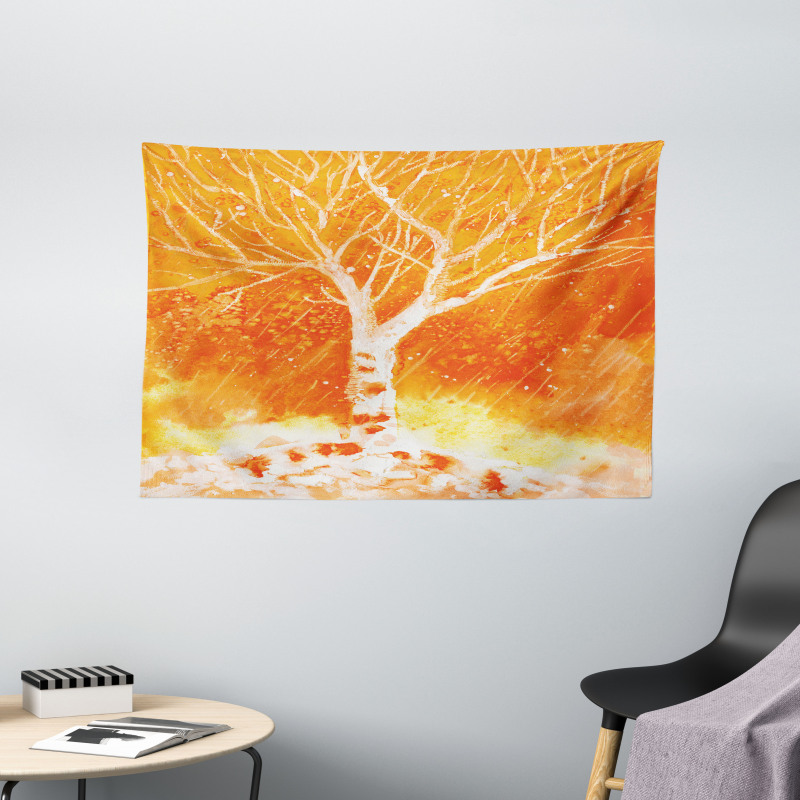Leafless Tree Autumn Wide Tapestry