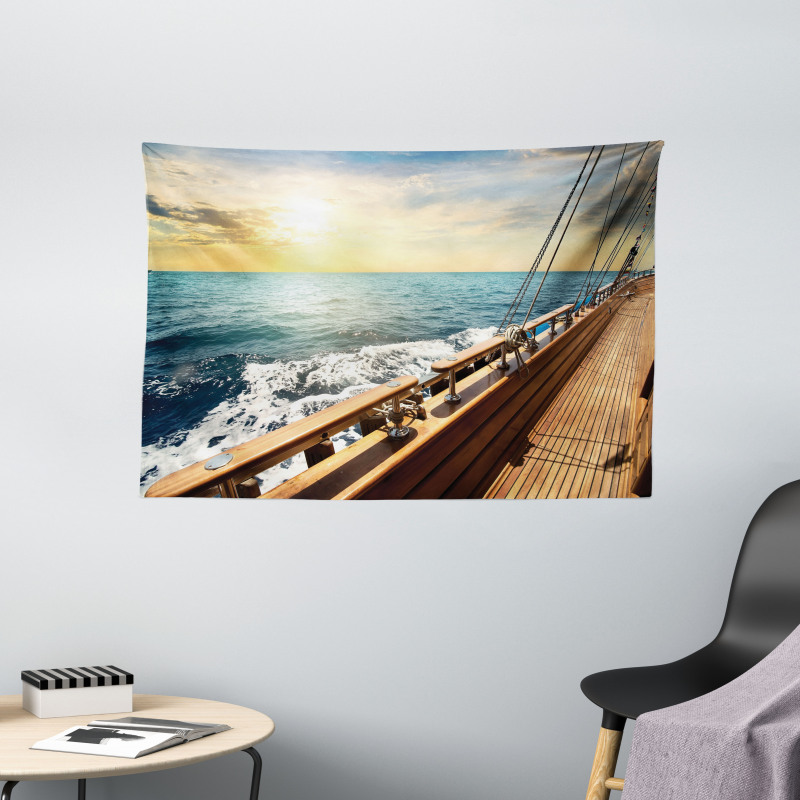Sailboat Sunset Sea Wide Tapestry