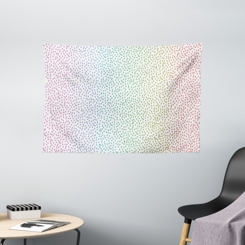 Rainbow Raindrops Wide Tapestry