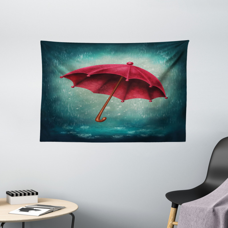 Retro Autumn Umbrella Wide Tapestry