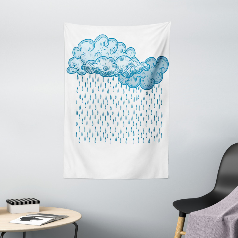 Rain Cloud Sketch Fall Tapestry