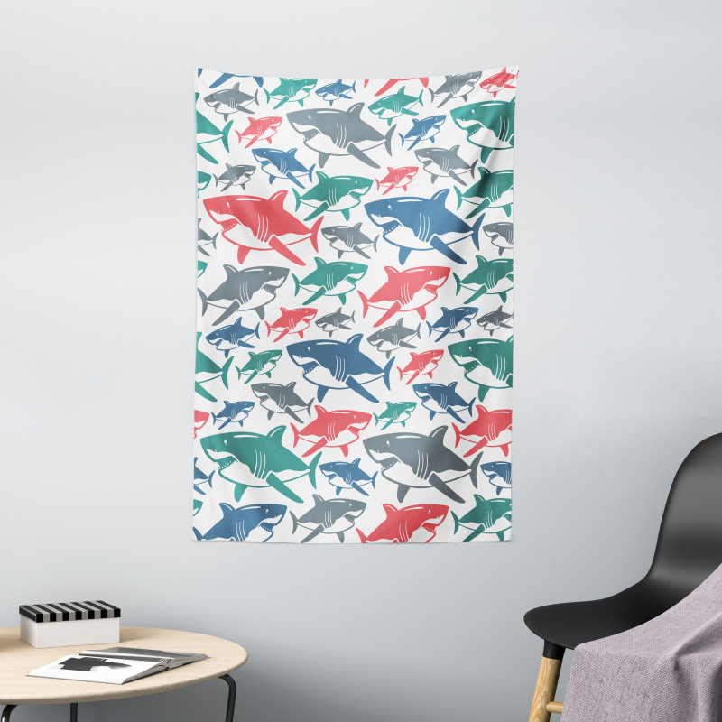 Colorful Shark Patterns Tapestry