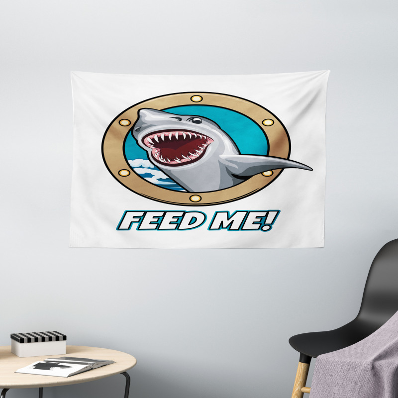 Feed Me Words Shark Wide Tapestry