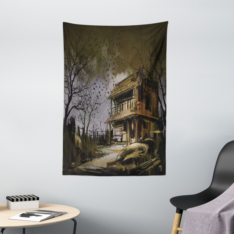 Wooden Haunted House Tapestry