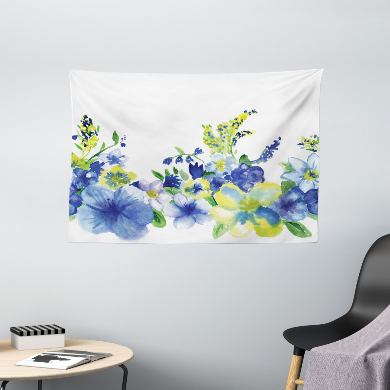 Watercolor Flower Wide Tapestry