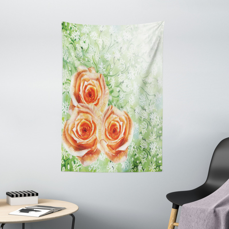 Watercolor Roses Tapestry