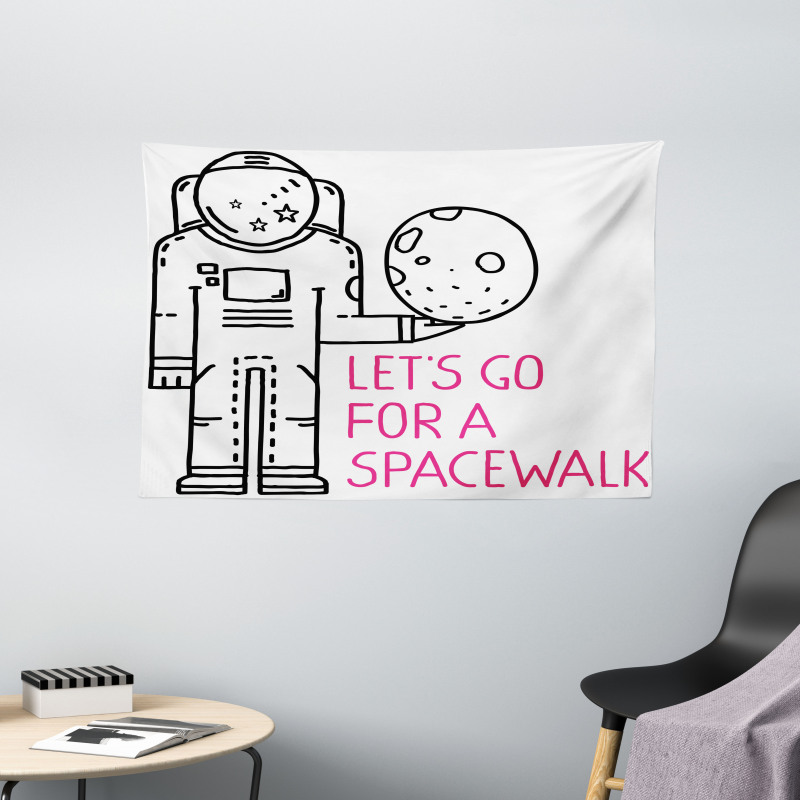 Lets Go for a Spacewalk Wide Tapestry