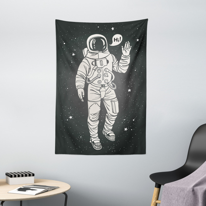 Cartoon Astronaut Space Tapestry