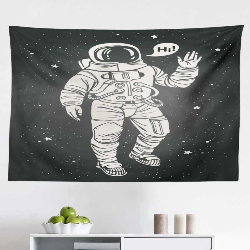 Insanlar Mikrofiber Geniş Duvar Halısı Selam Veren Astronot