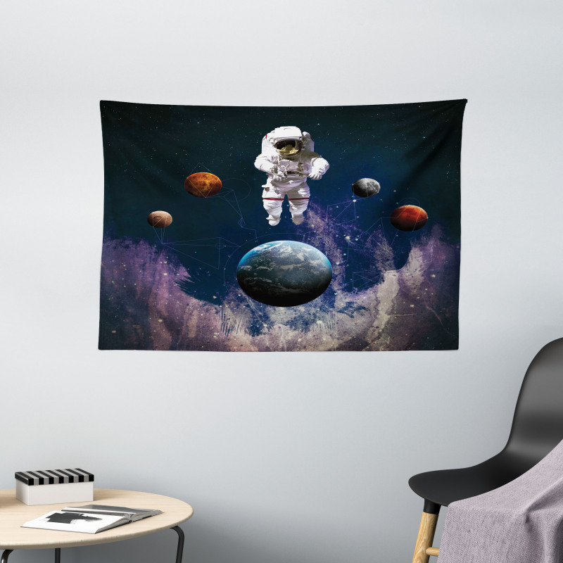 Planets Astronaut Space Wide Tapestry