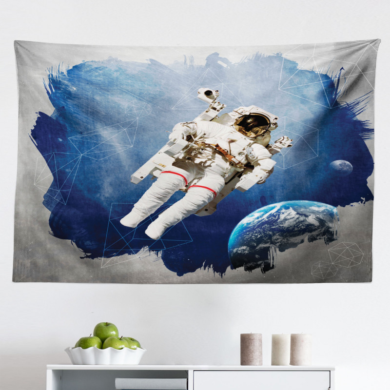 Uzay Mikrofiber Geniş Duvar Halısı Şekiller Dünya Astronot