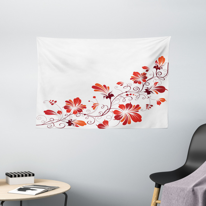 Floral Petal Ornaments Wide Tapestry