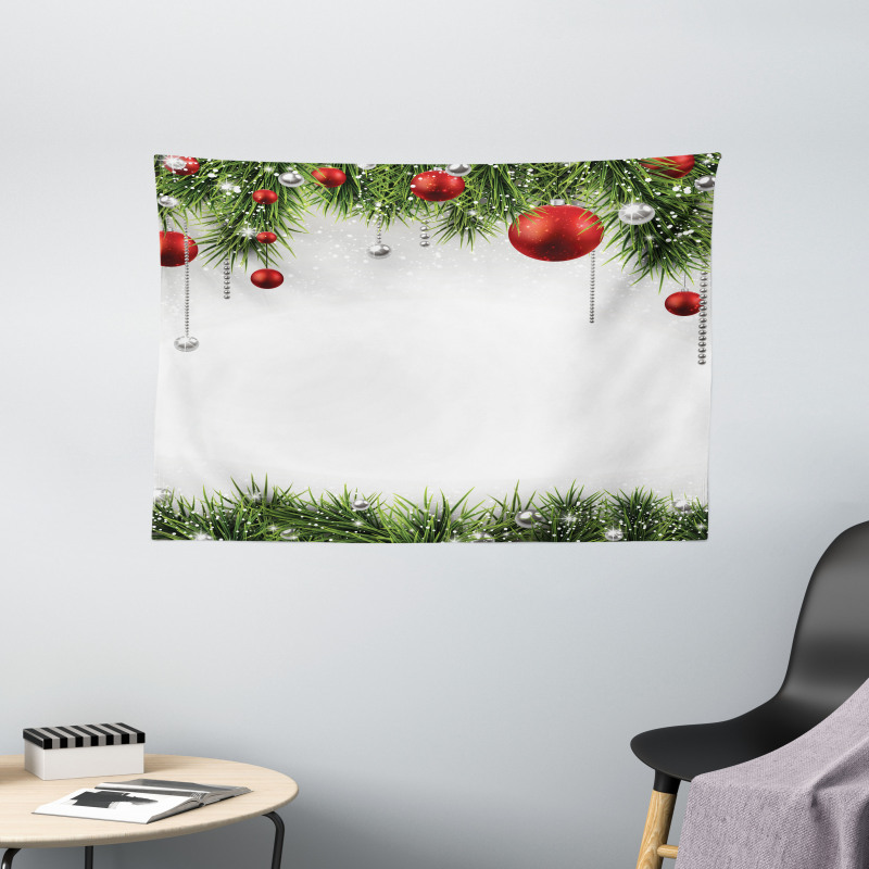 Tree Balls Ornaments Wide Tapestry