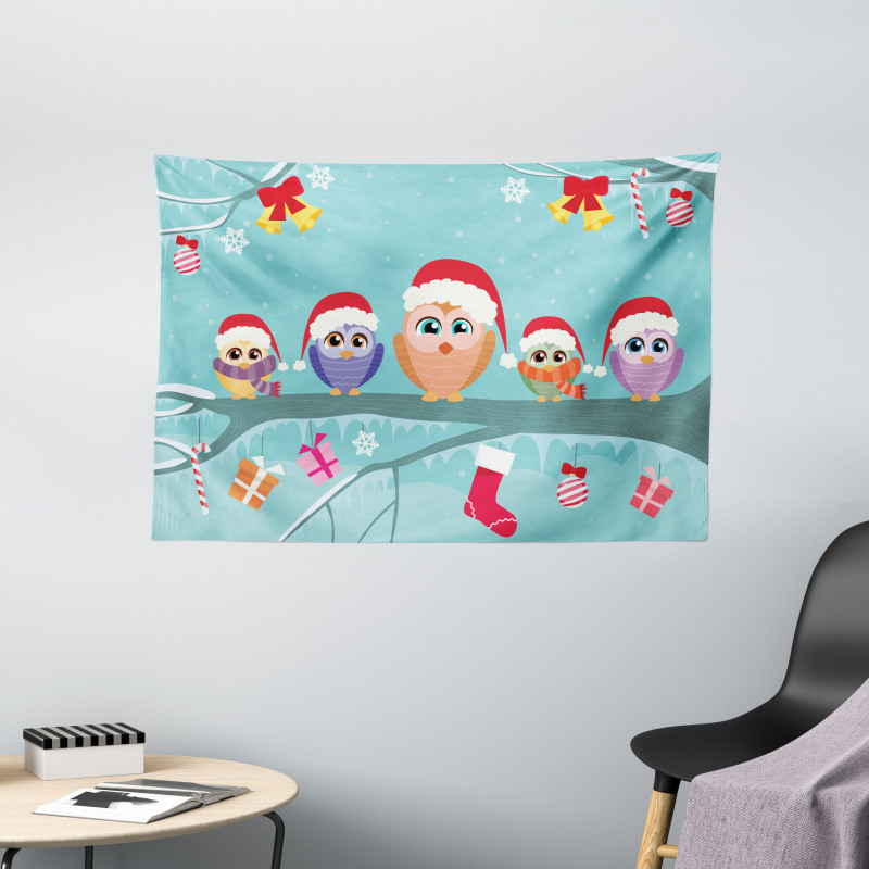 Owl Family Tree Wide Tapestry