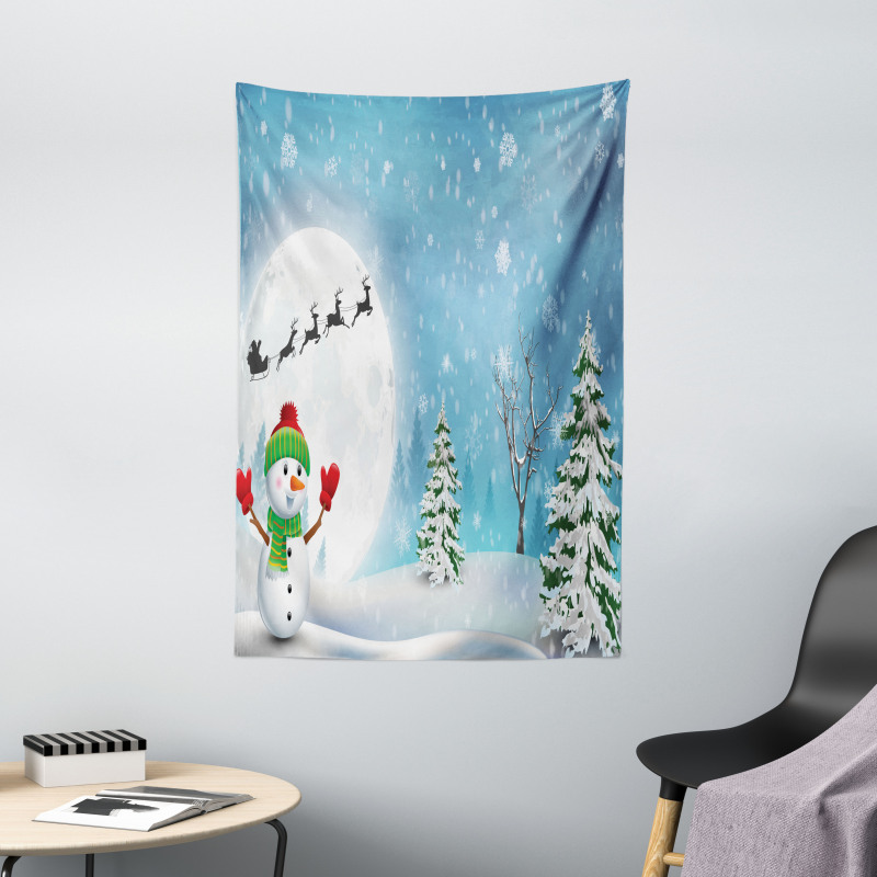 Jolly Snowman Santa Tapestry
