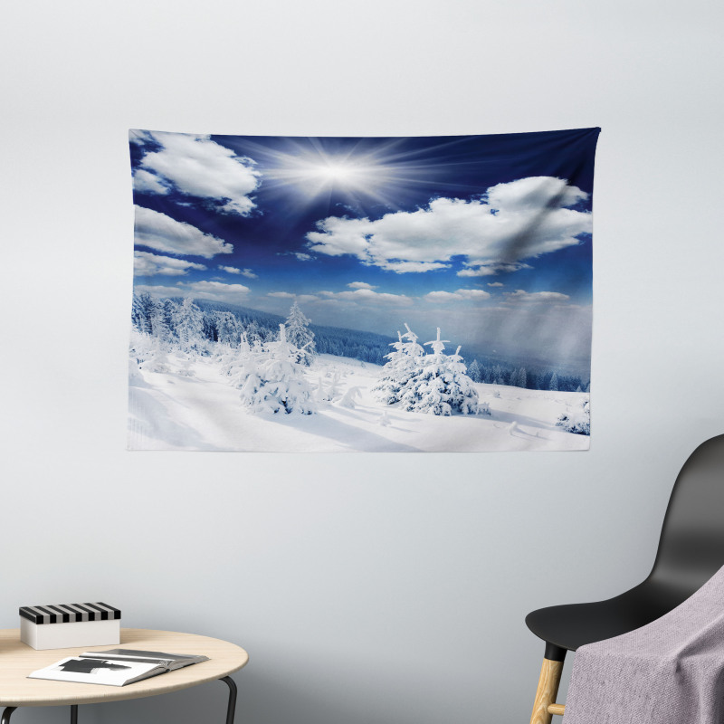 Snow Covered Trees Wide Tapestry