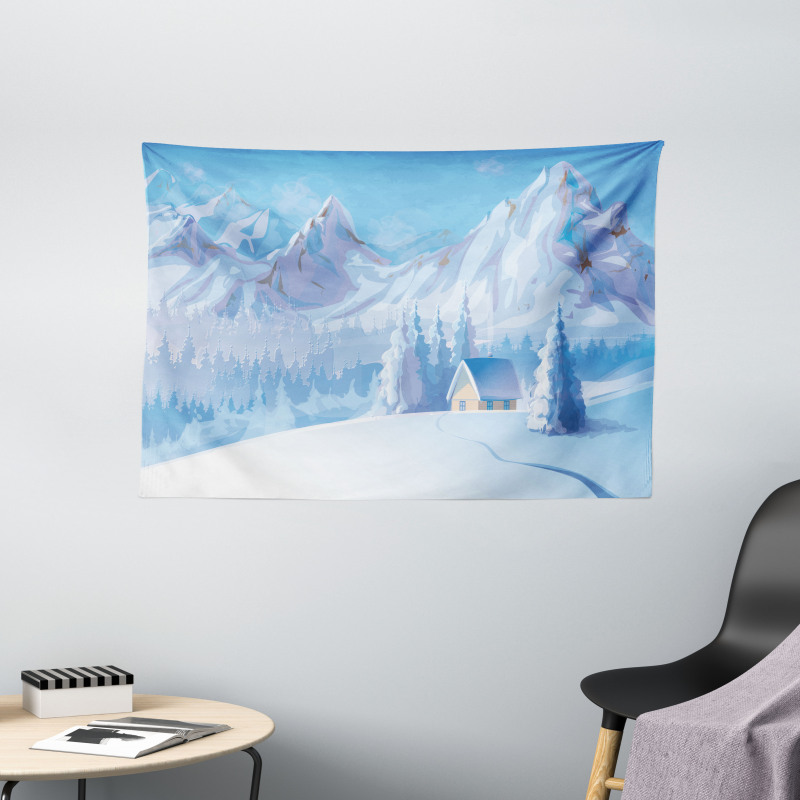 Little House Mountains Wide Tapestry