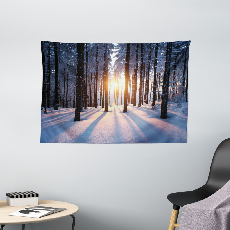 Sunset at Wintertime Wide Tapestry