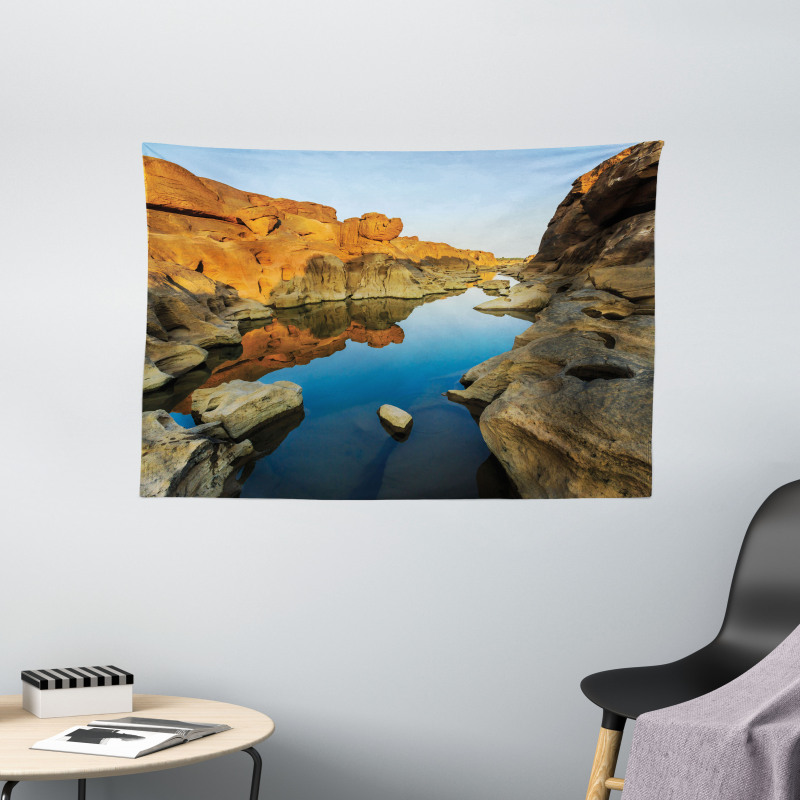 River Between Cliffs Wide Tapestry