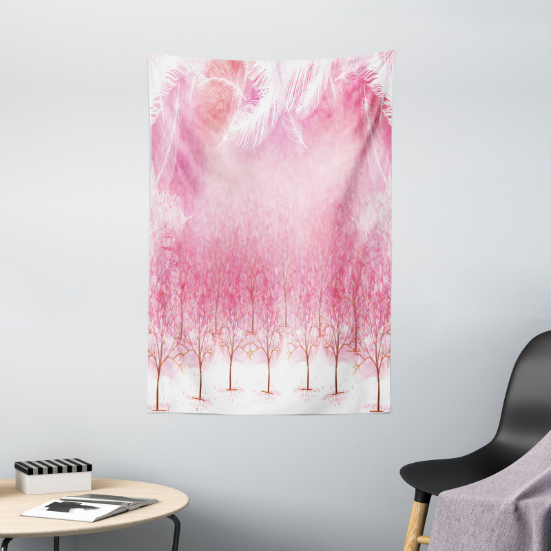 Cherry Trees Feathers Tapestry