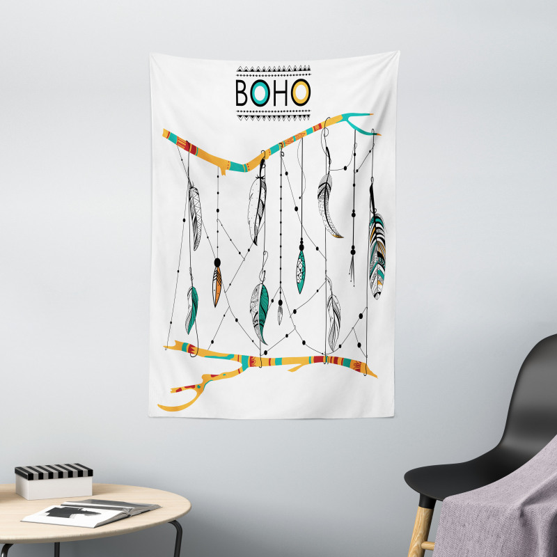 Retro Feathers Tapestry