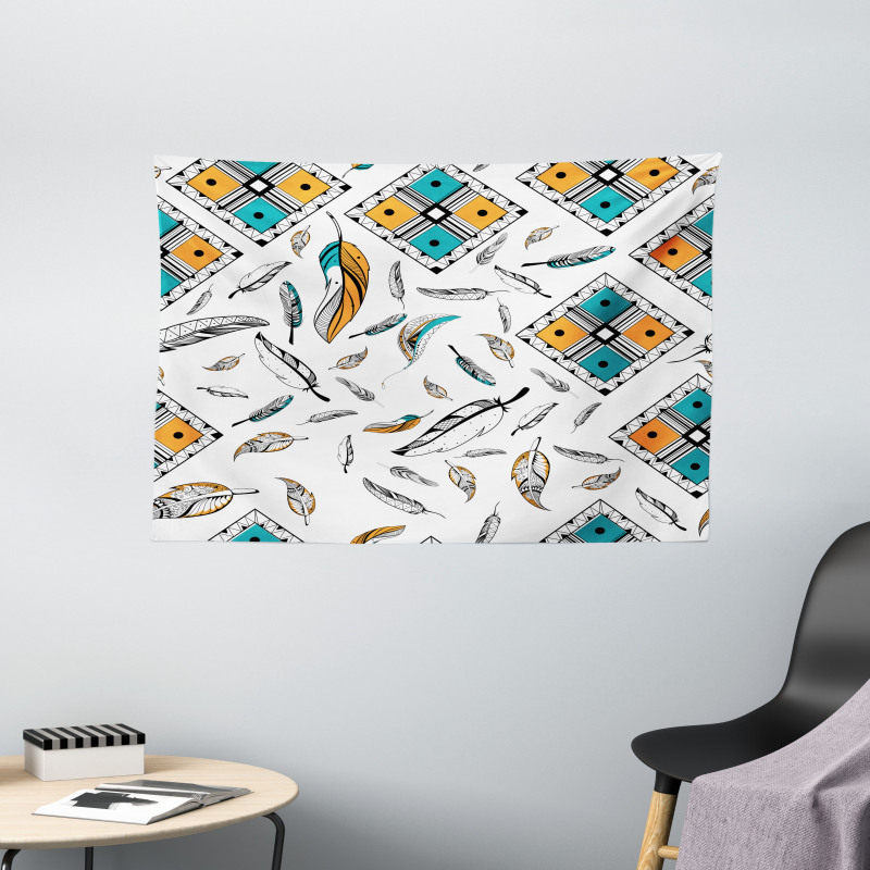 Tribal Bohemian Feather Wide Tapestry