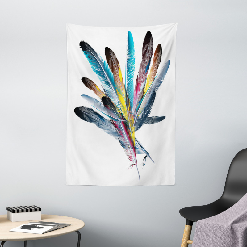 Colorful Feathers Old Pen Tapestry