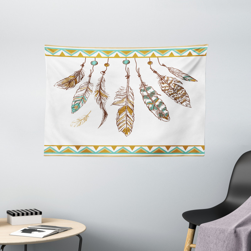 Boho Style Feather Old Wide Tapestry