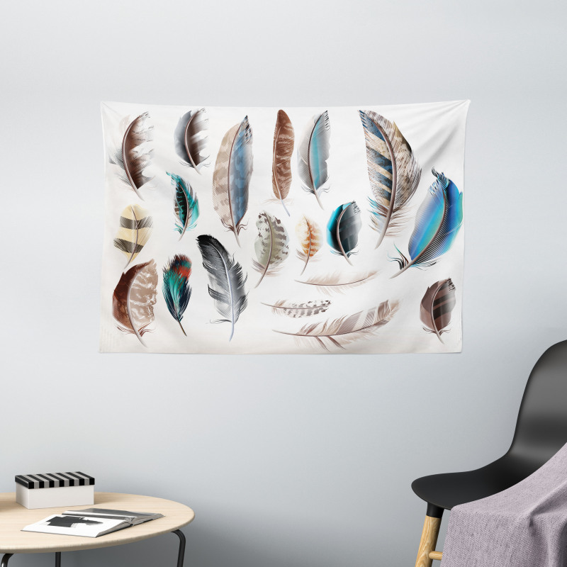 Bird Body Feathers Set Wide Tapestry